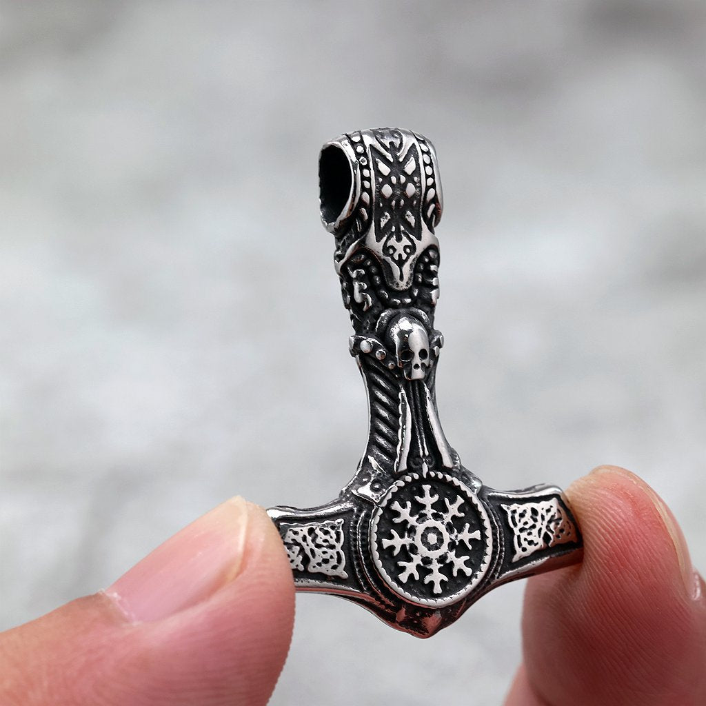 Vintage Stainless Steel Viking Pendant Necklace for Men