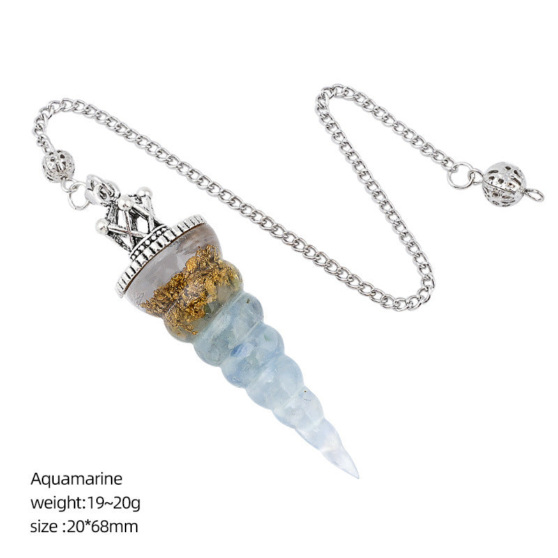 Crown-Headed Spiral Conical Yoga Meditation Adjustable Frequency Crystal Resin Spirit Pendulum