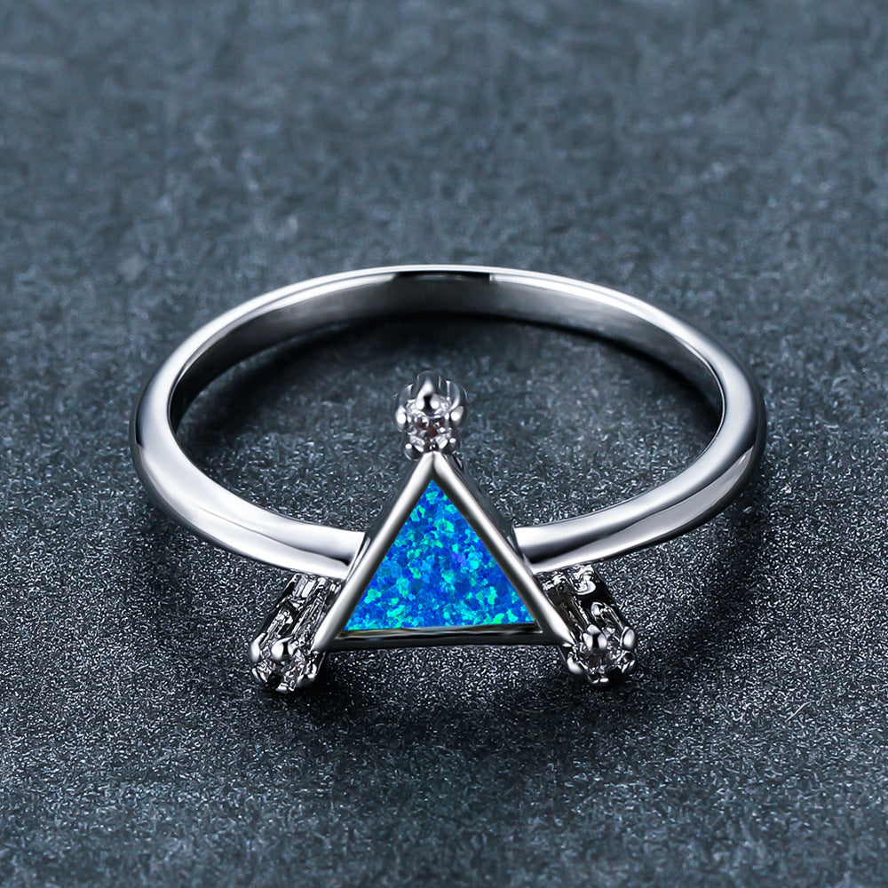 Women's Triangle Opal ring with Zirconia