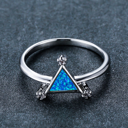 Women's Triangle Opal ring with Zirconia