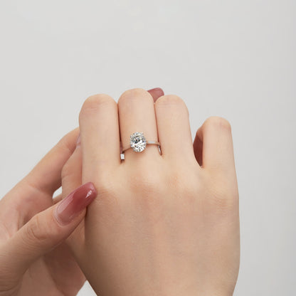 Women's Oval Ice Flower Radiant Cut 3.5 Carat Flower Zirconia Ring, S925 with White Gold Plating