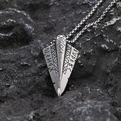 Men's Steel Viking Rune Spearhead Pendant Necklace