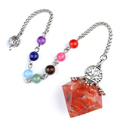 Chakra colorful bead chain crystal resin diamond pendulum