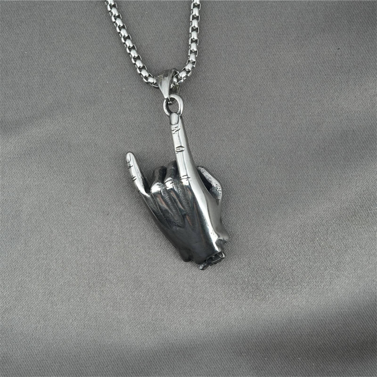 Men's Hip-Hop Rock 'I Love You' Gesture Pendant Necklace