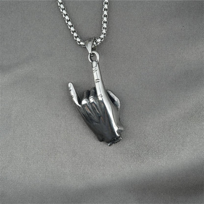 Men's Hip-Hop Rock 'I Love You' Gesture Pendant Necklace