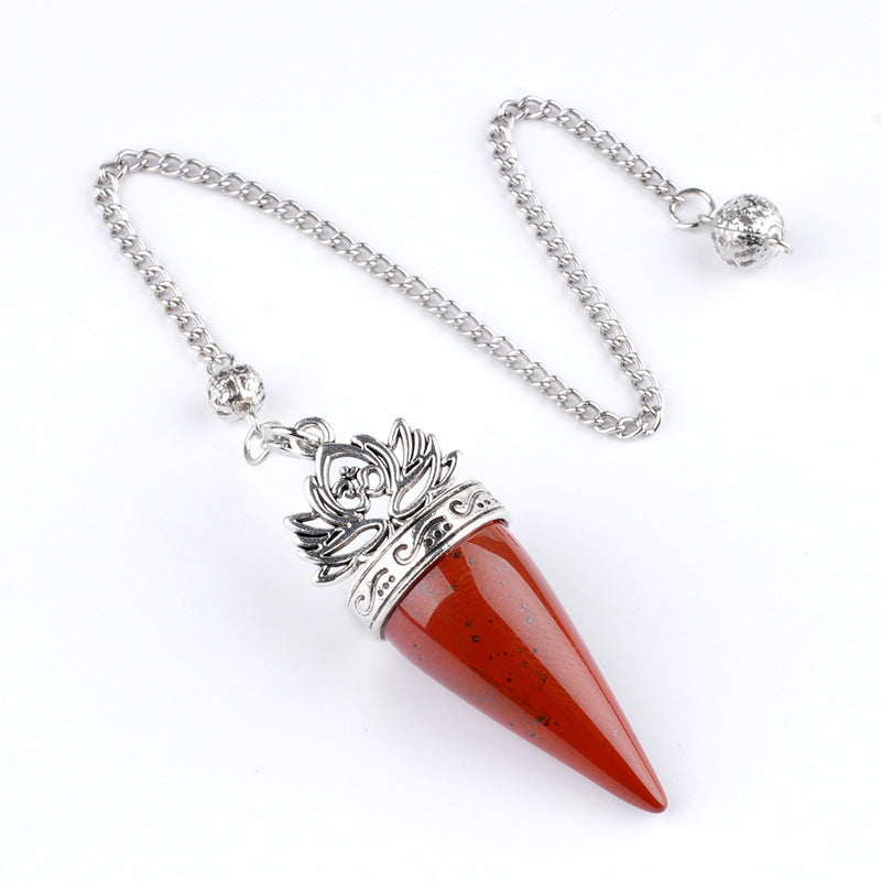 Ancient silver lotus cone meditation yoga crystal spirit pendulum