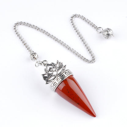 Ancient silver lotus cone meditation yoga crystal spirit pendulum