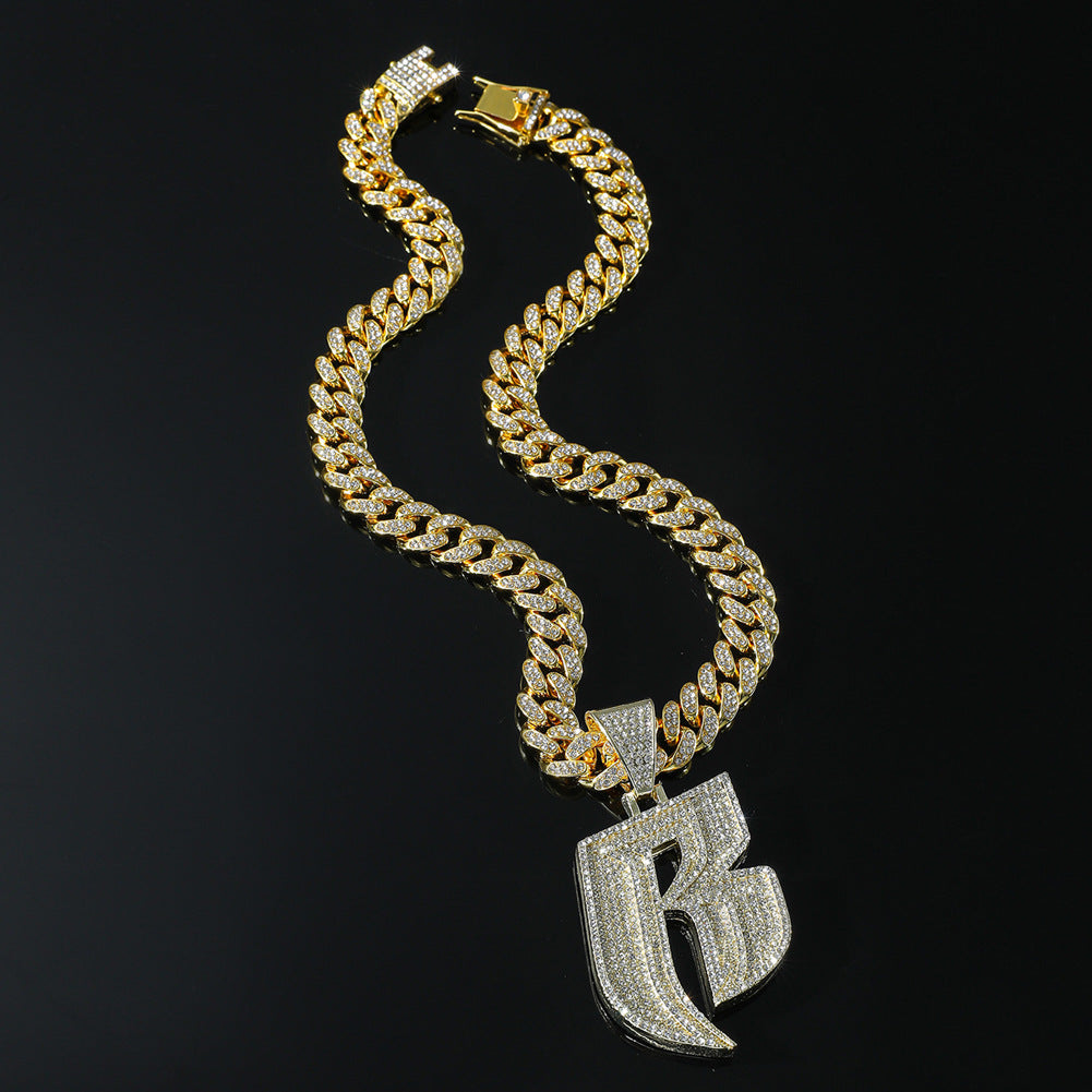 Hip-Hop Letter B Cuban Chain Pendant Necklace
