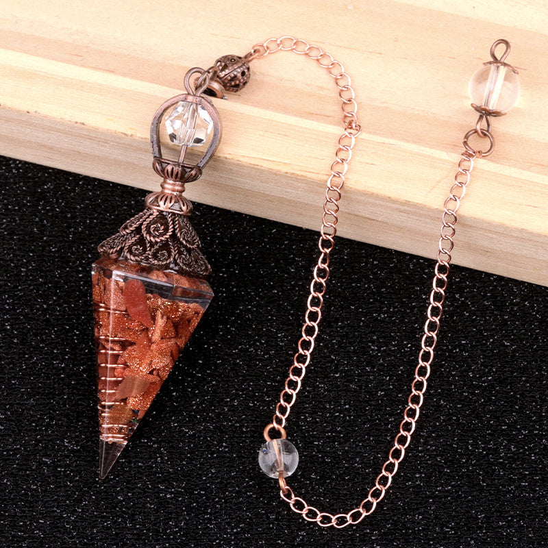 Ancient Red Seven-Colored Crystal Resin Spiritual Pendulum