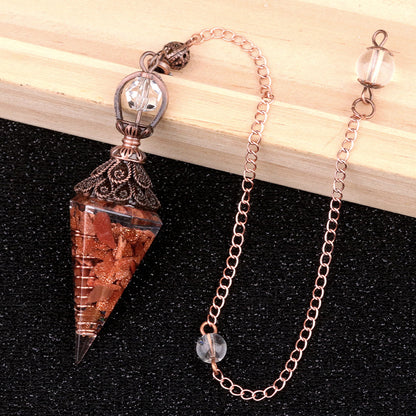 Ancient Red Seven-Colored Crystal Resin Spiritual Pendulum
