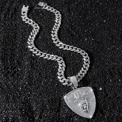 Hip-Hop Lion Head King Shield Cuban Chain Pendant Necklace
