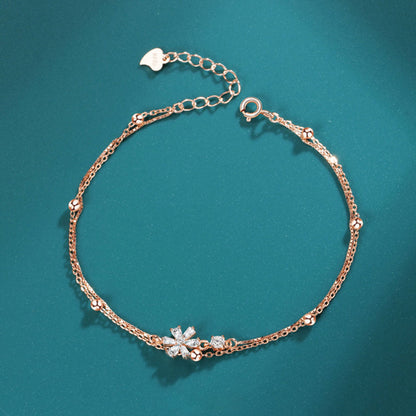 Women's Rose Gold Sakura Shape Charm Bracelet