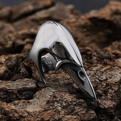Men's Punk Skull And Bird Head Ring