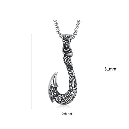 Men's Polynesian Fish Hook Pendant Necklace