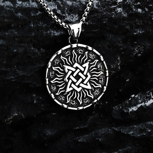 Vintage Stainless Steel Viking Slavic Medal Round Pendant Necklace for Men