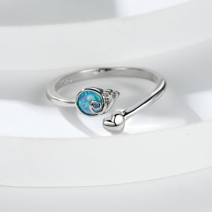 Women's Snail Heart Open Opal ring with Zirconia
