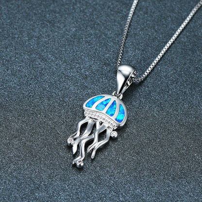 Jellyfish Blue Opal Necklace