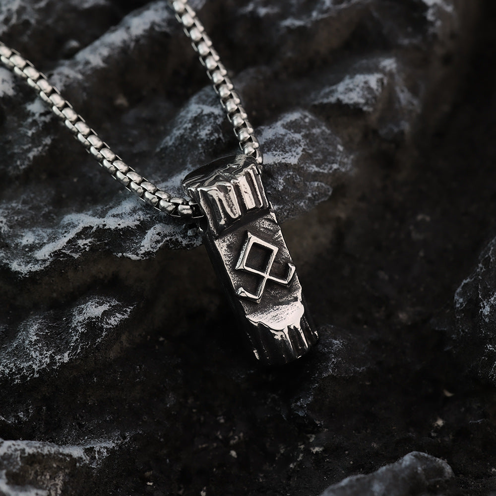 Vintage Stainless Steel Viking Symbol Pendant Necklace for Men