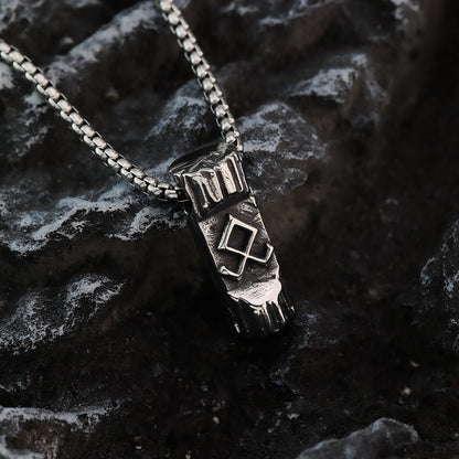 Vintage Stainless Steel Viking Symbol Pendant Necklace for Men