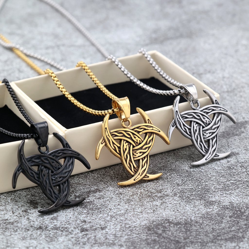 Vintage stainless steel single-sided Celtic knot men's necklace pendan
