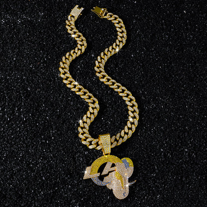 Trendy Hip-Hop Style Team Logo Cuban Chain Pendant Necklace