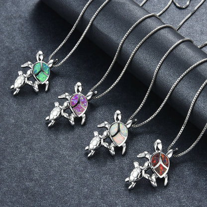 Opal Two turtle-shaped necklaces
