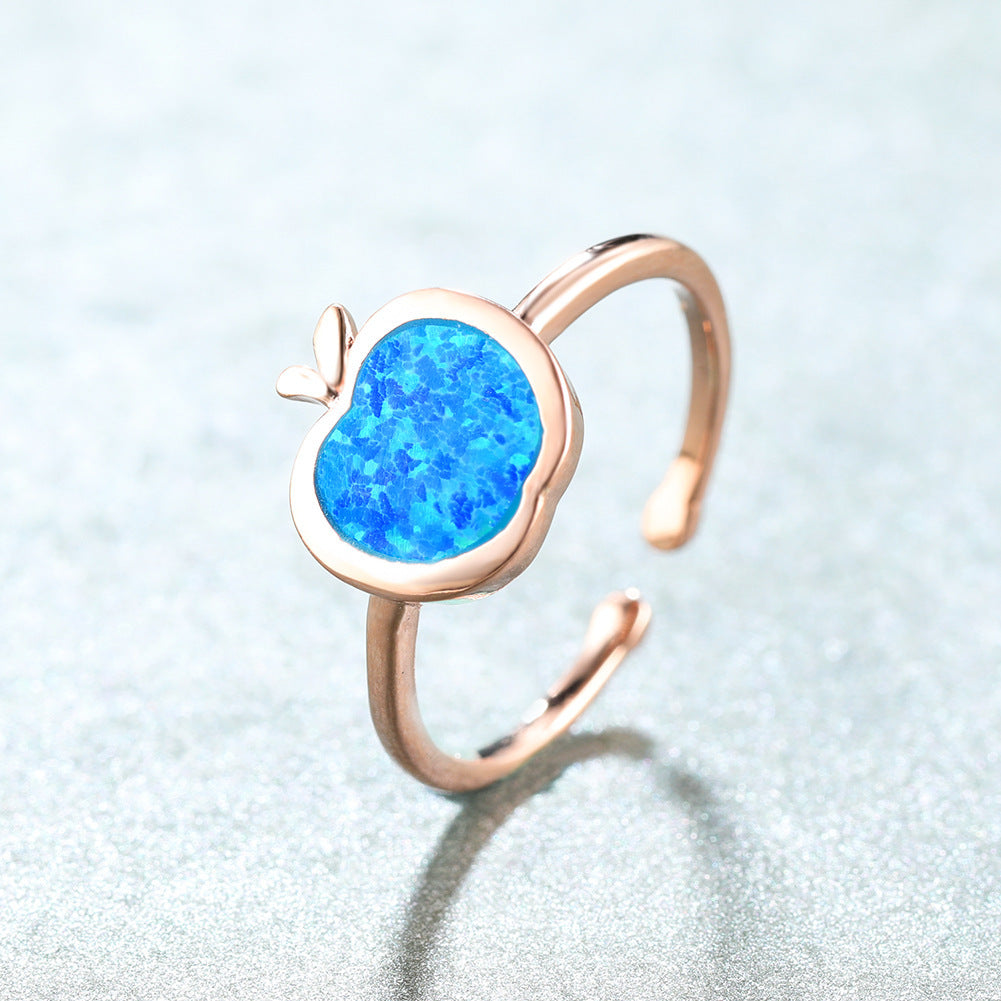 Women's Apple Shape Opal Adjustable Ring