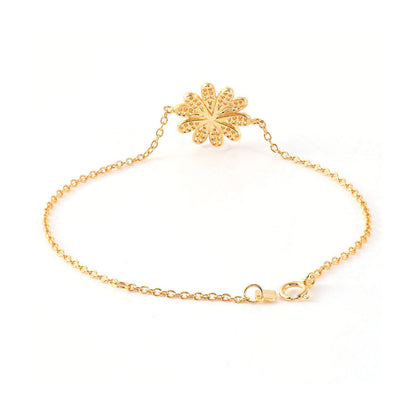 Women's Gold Full Stones Emerald Gem Flower Shape Bracelet