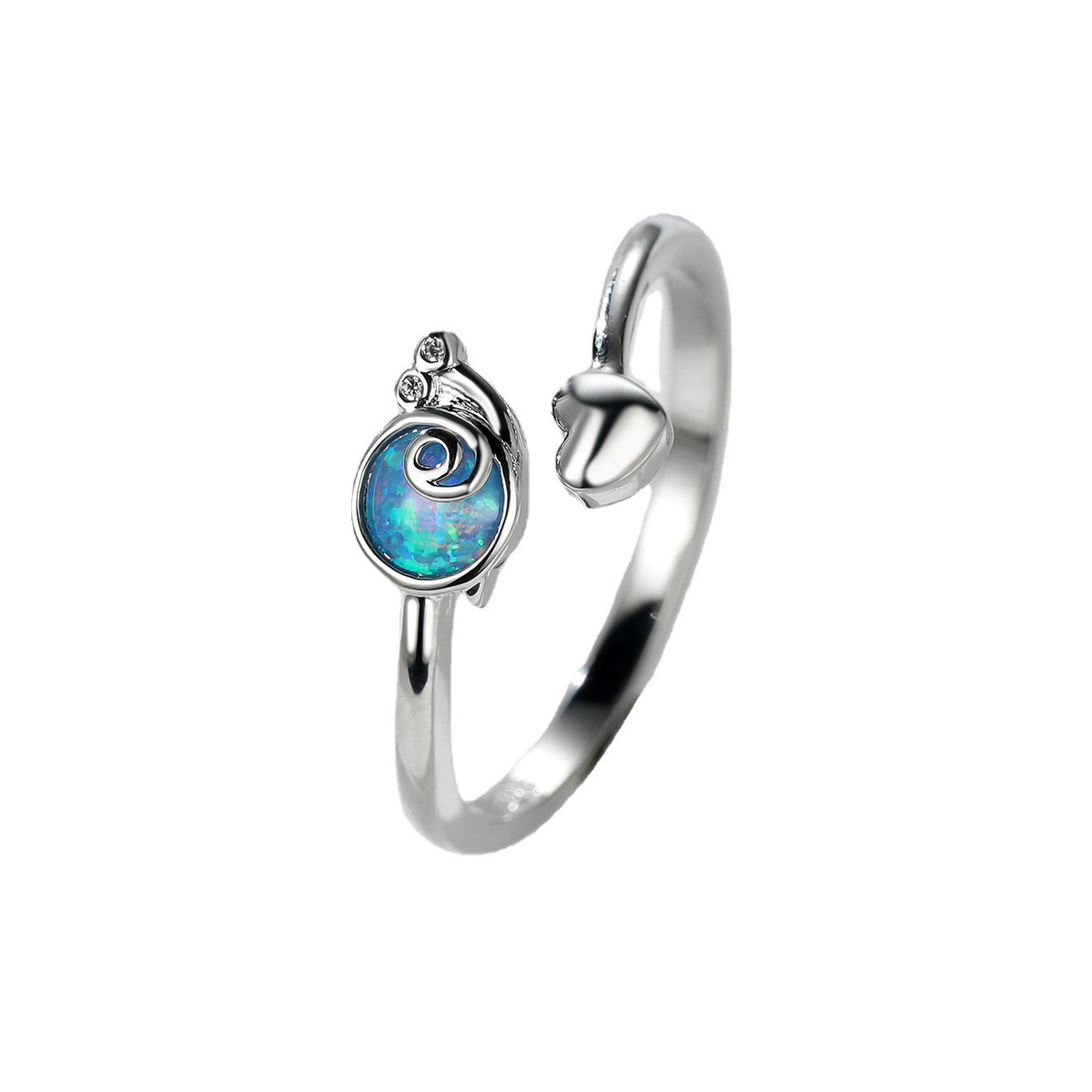 Women's Snail Heart Open Opal ring with Zirconia