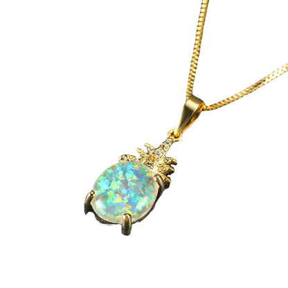 Opal Pineapple Pendant Necklace