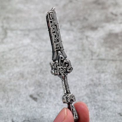 Vintage Stainless Steel Broken Sword Pendant Necklace for Men