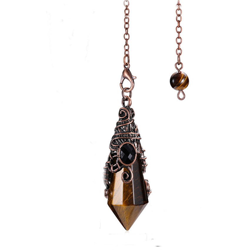 Vintage Palace Style Natural Crystal 12-Facet Hexagonal Pyramid Spirit Pendulum