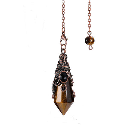 Vintage Palace Style Natural Crystal 12-Facet Hexagonal Pyramid Spirit Pendulum