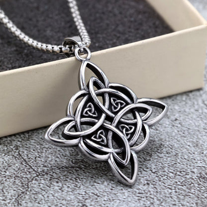 Vintage Stainless Steel Celtic Knot Pendant Necklace for Men
