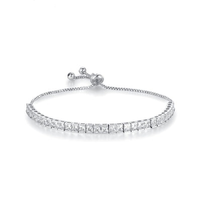 Women&Men's 3-4mm Square Zircon Tennis Ball Adjustable Bracelet With Drawstring
