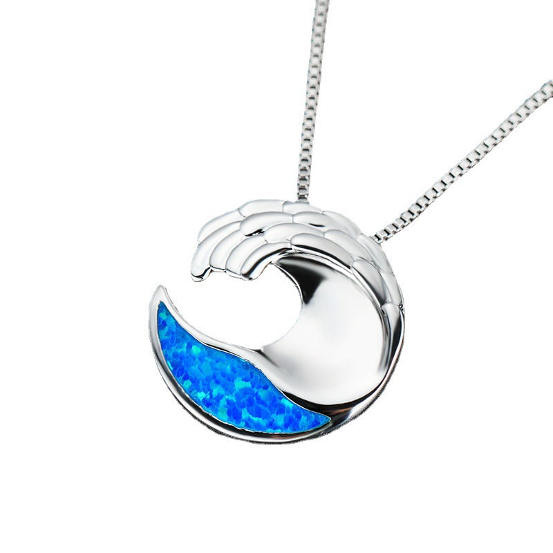 Blue Opal Wave Necklace