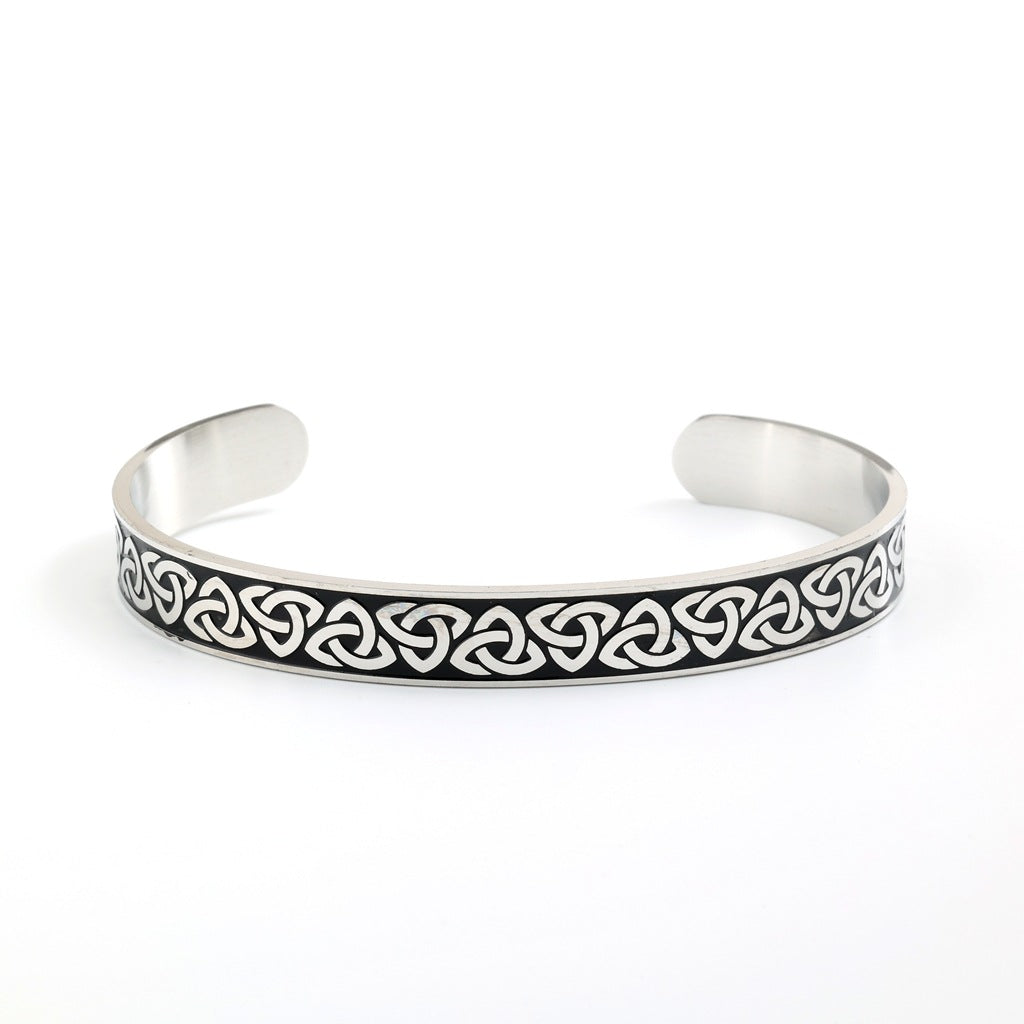 Vintage Celtic Knot Solid Stainless Steel Open C Bangle Men Bracelet