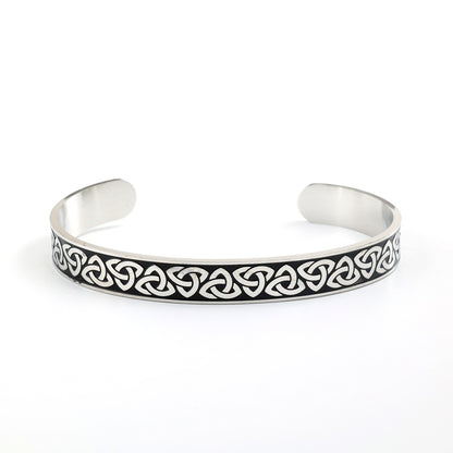 Vintage Celtic Knot Solid Stainless Steel Open C Bangle Men Bracelet