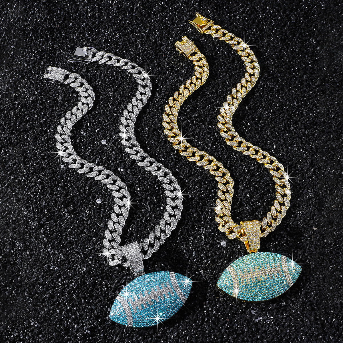 Hip-Hop Style Football Cuban Chain Pendant Necklace