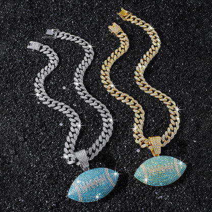 Hip-Hop Style Football Cuban Chain Pendant Necklace