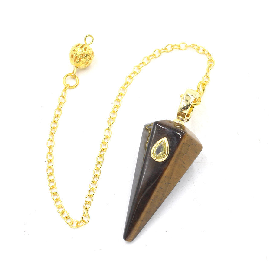 Crystal stone pyramid golden spirit pendulum