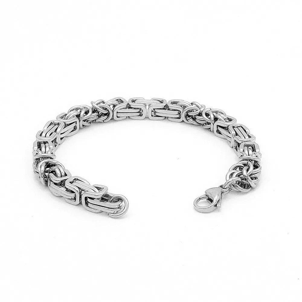 Trendy Vintage Byzantine Interwoven Woven Circle Bracelet for Men, European Cold Style Stainless Steel Chain Jewelry