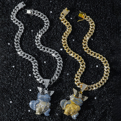 Hip-Hop Cartoon Turtle Cuban Chain Pendant Necklace