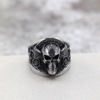 Vintage Stainless Steel Skull Ring for Men Retro Biker Style