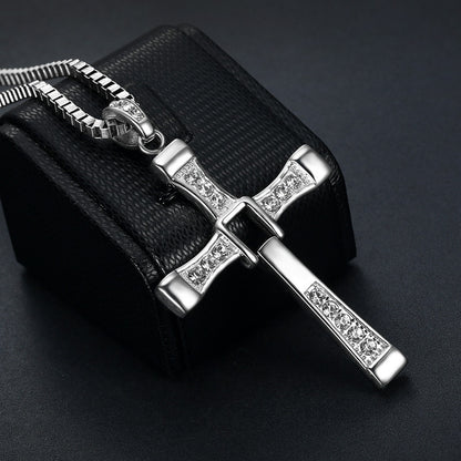 Men's Domineering Cross Zircon Pendant Necklace