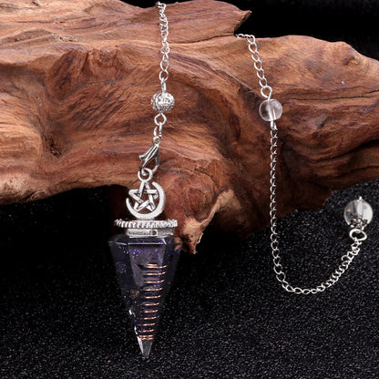 Star Moon Hexagonal Cone Crystal Resin Spirit Pendulum