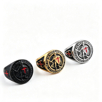 Vintage Solid Stainless Steel Medieval Templar Crusader Knight Cross Signet Ring for Men