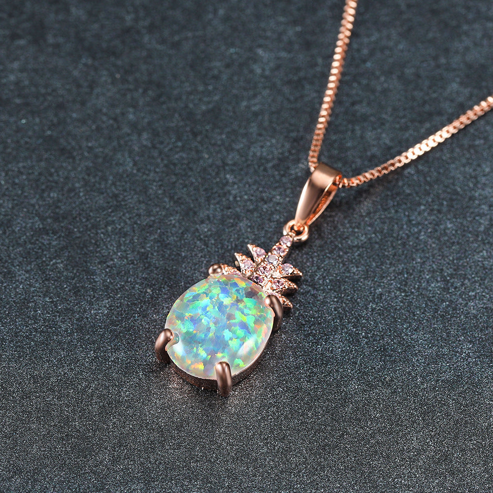 Opal Pineapple Pendant Necklace