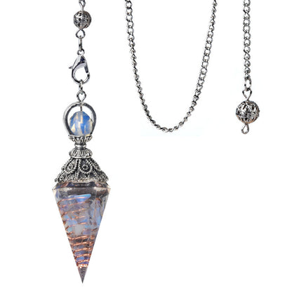Antique silver crystal semi-precious stone multi-colored gravel resin spirit pendulum