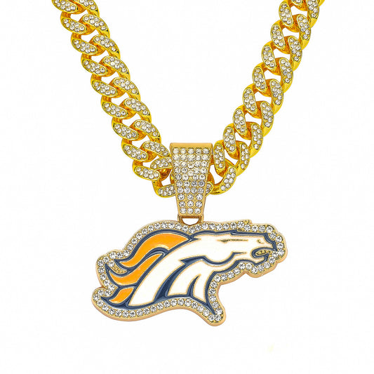 Hip-Hop Animal Horse Head Cuban Chain Pendant Necklace